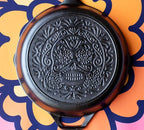 Lodge 10.25 Inch Pre-Seasoned Cast Iron Stamped Skillet - Signature Teardrop Handle - Use in the Oven, on the Stove, on the Grill, or Over a Campfire - Sugar Skull