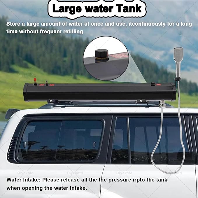 Solar Water Tank for Camping Shower, Portable Camping Showerhead Handheld with Storage Bag, Roof Rack Shower for Hiking, Car wash, Pet Cleaning, Beach Vacations,30L/7.93gal