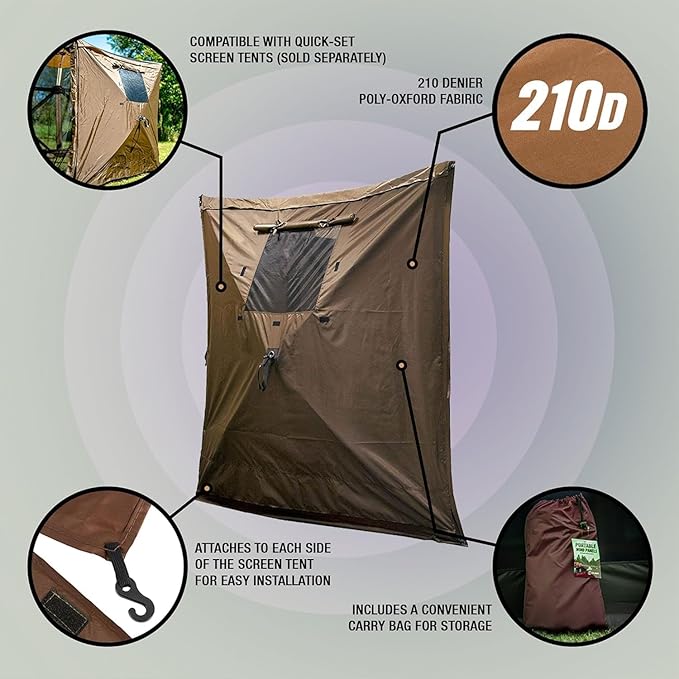 Clam Quick-Set Wind & Sun Panels – 2-Pack Brown Accessory for Screen Shelter – Outdoor Sidewalls for Shade & Privacy – Durable Poly-Oxford with Carry Bag – Tent Not Included