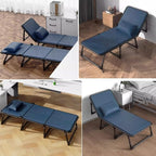 Portable Single Bed with Sponge Mattress, Comfortable Folding Camping Cot Foldable Emergency Sleeping Cot Guest Bed for Outdoor Home Office(Gray,190 * 68 * 31cm)