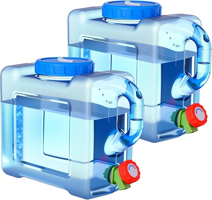 2 Pack 1.1 Gallon Water Container with Spigot Portable Water Tank for Camping No Leakage Watering Dispenser Jug with Tap for Road Trips Outdoor Hiking Emergency Storage Vehicle Picnic Home