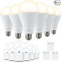 6 Pack Rechargeable Emergency Light Bulbs, Battery Powered LED Light Bulb 3000K Warm E26 120 Volt 9W 60W Equivalent with 1200mAh for Home Power Outage Camping Hurricane