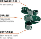 GSI Outdoors Pioneer Enamel 12 Pieces (4-Person) Dish Set I Enamelware Dishes Including Plates, Bowls and Mugs for Camping, Outdoors, RV, Camp, Green