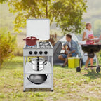 4 Burner Gas Stove Portable Outdoor Stove with Removable Storage Stand for Camping Picnic Home RV Cooking