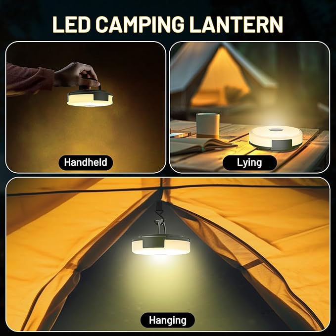 Camping String Lights, 32.8FT 4 in 1 Rechargeable Waterproof Hanging Lamp Portable LED Light for Outdoor Camping Awning Tent Garden Party Yard Festival Decor (10 Lighting Modes)