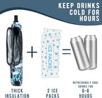 Golf Cooler Bag Plus Ice Pack Soft Sided Insulated Cooler Bag- Holds 6 Pack of Cans or 2 Wine Bottles - Grey Camo Golf Beer Sleeve Black Fits Discreetly in Golf Bags