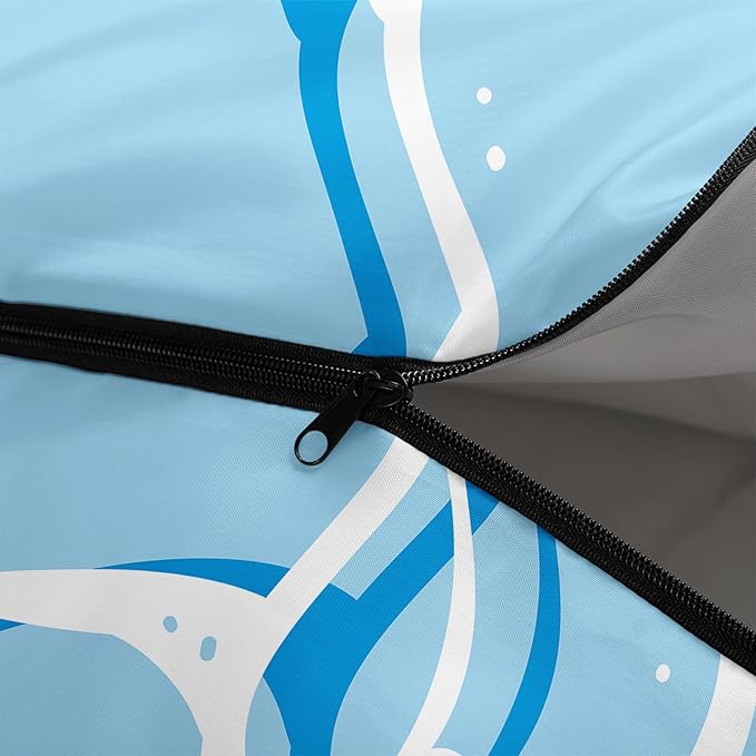 Kids Sleeping Bag for Boys Girls,Blue Ripples Print-Lightweight Warm Portable Outdoor Indoor-Waterproof Cold Weather Resistant Sleeping Bag for Camping Hiking