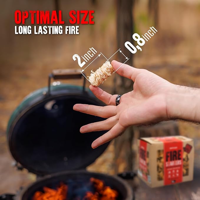 100 pcs Fire Starter - Natural Fire Starters for Campfires, Fire Pit, Pizza Oven, Fireplace, Smoker, BBQ, Pellet Stove & Wood - Fire Starters for Grill, Charcoal Starter