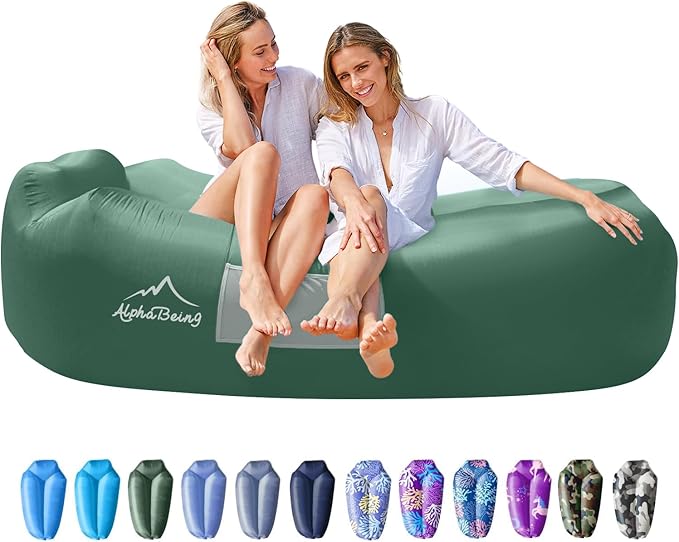 AlphaBeing Inflatable Lounger Beach Chair Accessories, Air Sofa Hammock Inflatable Couch for Camping Backyard Lakeside with Compression Sacks, Ideal Outdoor Gifts for Adults