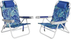 SUNNYFEEL Extra Wide Low Beach Chair 2 Pack 5 Position Lay, XL Oversized Portable Folding Camping Chairs with Cup Holder for Outdoor/Sand, Foldable Backpack Beach Chair for Adults Heavy Duty 500 LBS