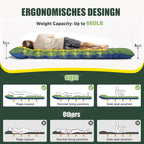 Double Sleeping Pad - Self Inflating 4" Extra-Thick for 2 Person with Pillow Built-in Foot Pump Inflatable Sleeping Mat for Backpacking, Hiking, Traveling, Tent, Portable Camping Mat