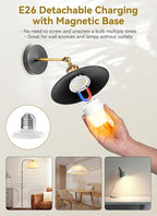 Minetom E26 Rechargeable Light Bulbs with Remote and Timer, Battery Backup Bulb with 12 Colors and Brightness Dimmable, 2300mAh 40W Equivalent LED Light Bulbs for Lamps Sconces Camping, 2 Pack