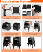 Portable Wood Burning Stove - Lightweight Cast Iron Camp Stove for Backpacking，A Small Size 8.9in * 8.9in * 8.7in Backpacking Camping Stove Kit (Black, Small)