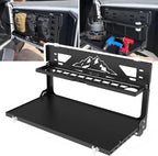MusixiA Foldable Tailgate Table for Jeep Wrangler JL & JLU Wrangler JK & JKU(2007-2025) - Double-Layer Storage Cargo Shelf with Molle Panel, Aluminum Alloy