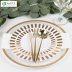 PARTY BARGAINS 13-Inch Charger Plates - 8 Pack, Clear Gold Rim, Heavy-Duty Disposable Chargers for Elegant Dining - Ideal for Weddings and Formal Events