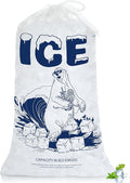 8lb Ice Bags with Drawstring – 50 Pack Heavy-Duty Reusable Plastic Ice Cube Bags for Freezer, Ice Storage, Camping, Coolers