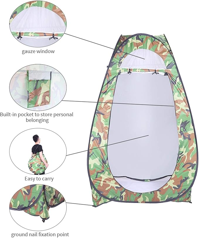 Changing Room Dressing Tent, Portable Pop Up Toilet Shower Tent, Camping Shelter Tent, Pop Up Privacy Tent, with Carry Bag, for Outdoor, Camping, Beach, Hiking, Fishing