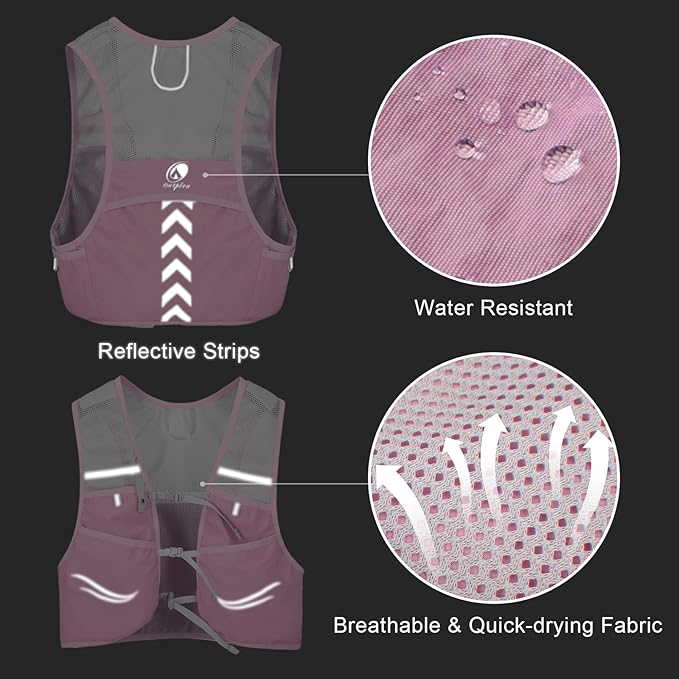 Lightweight Running Vest with 2pcs 500ml Water Bottle for Men Women, Reflective Water Vest Hydration Pack Hydropack for Hiking, M/L