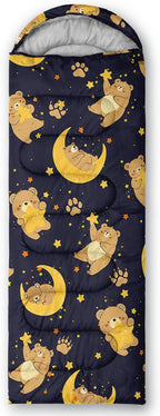 AILONEN Kawaii Panda Sleeping Bags,Lightweight & Waterproof,3 Season Warm & Cool Weather,Dreamy Purple Flower Animal Themed Sleeping Bags for Boys,Girls,Kids,Adults Travelling,Outdoors