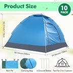 Woanger 10/16 Pack Bulk 2 Person Camping Tents for Homeless Lightweight Tent with Rain Fly and Carrying Bag Waterproof Windproof Setup Pop Up for Camping Backpacking Donation