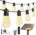 Minetom 163FT Solar String Lights Outdoor Waterproof, 52 LED S14 Shatterproof Bulb, Patio Lights with Remote Type-C Port Timable, 3 Light Modes Dimmable Solar String Lights for Outside, Yard, Camping