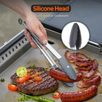 onlyfire 4PCS Non Stick Griddle Kits for Blackstone Grilling Utensil Set Barbecue Accessories Tool for Outdoor Camp Chef and Cooking Including Grill BBQ Spatulas, Griddle Scoop, Barbecue Tong