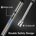 2 Pack Candle Lighter Electric Arc Long Flex Neck Utility Butane Torch Lighters Rechargeable USB Refillable Gas Jet Flame Windproof Lighter for Camping BBQ Grill Gas Stove