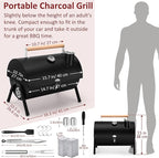 Portable Charcoal Grill Set of 12, Leonyo Tabletop Charcoal Grills, Compact Small BBQ Grill with Griddle Accessories for Outdoor Camping, Patio, Backyard, Beach, RV Traveling