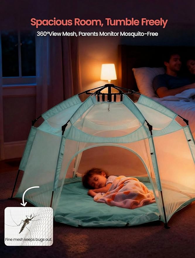 Portable Large Pop Up Kids Indoor Outdoor Tent with Canopy UV Cover,Thick Removable Floor for Sleeping Or Beach Shelter (Teal)
