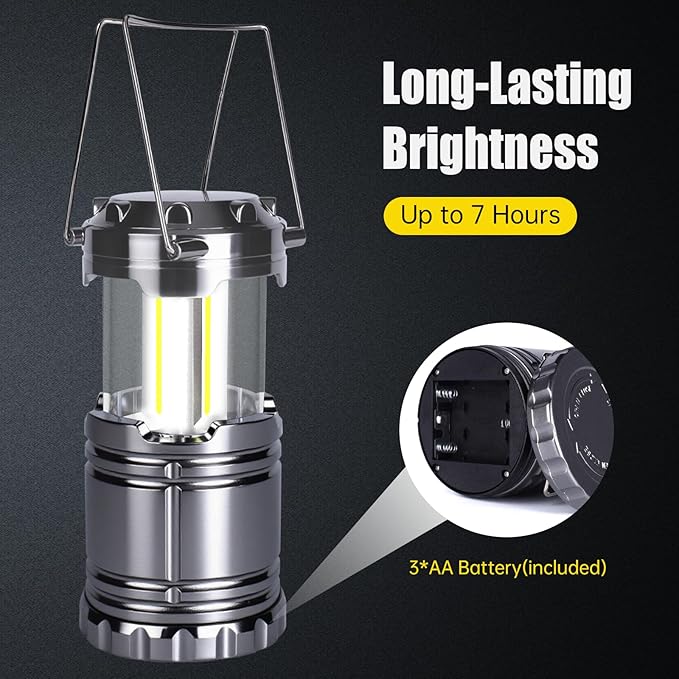 KUNHE LED 60 Pack Camping Lantern Battery-Operated (Includes 180 AA Alkaline Batteries) 350 lumens IPX4 Waterproof Lanterns for Power Outages Emergency Hurricane Storm Outdoor Camping