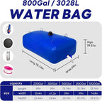 3028 L/800 Gallon Water Bladder Tank, Blue Portable RV Water Tank, Large Capacity Water Storage Bladder for Camping, Garden, Emergency, Outdoor Sports