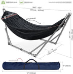Tranquillo Adjustable Hammock Stand, Collapsible Camping Hammock and Stand, 650 lbs Capacity Deluxe Double Hammock Stand for 2 Persons, Portable Everywhere Easy Assembly Non-Slip and Noise-Free, Black