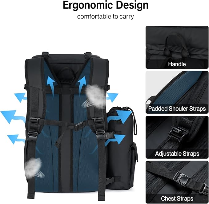 Hanke Backpack Cooler, 40 Cans Soft Leak Proof Picnic Backpack, Portable 2 Insulated Compartments Cooler Backpack Water Resistant for Lunch Beach Travel Camping Picnic Hiking,Black