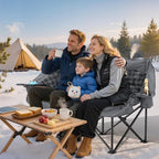 Double Camping Chair Padded 2 Person Camping Chair Camping Loveseat - Heavy Duty Oversized Camping Couch for Adults Outdoor Lawn Beach - Portable Folding Sofa with Cup Holders and Carry Bag, Grey