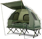 Tangkula 5-in-1 Tent Cot Combo With Awning, Air Mattress, Sleeping Bag, Pillow, Elevated Single Tent With Carrying Bag for Outdoor Camping, Hiking, Picnic, Travel