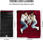Flannel Sleeping Bag Cold Weather for Adults XL Camping Cotton Sleeping Bag 4 Season Big and Tall, Waterproof with Compression Sack