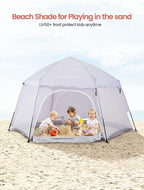 Portable Large Pop Up Kids Indoor Outdoor Tent with Canopy UV Cover,Thick Removable Floor for Sleeping Or Beach Shelter (Lilac)