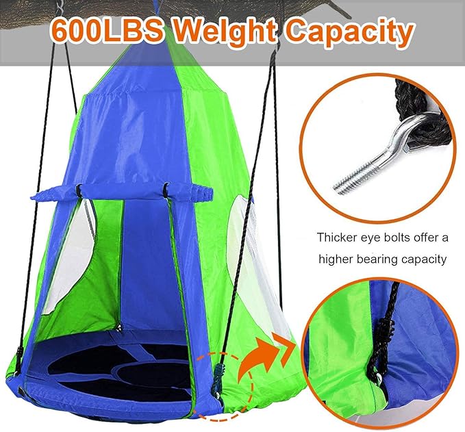 Hanging Tree Swing Tent Waterproof Backyard Hammock Chair Max Capacity 600lbs Detachable Play Tent Swing Play House Castle Nest Pod Indoor Outdoor Bedroom Ceiling Hanging Tent Camping Tree House