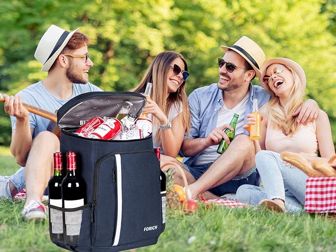 FORICH Backpack Cooler Leakproof Insulated Waterproof Backpack Cooler Bag, Lightweight Soft Beach Cooler Backpack for Men Women to Work Lunch Picnics Camping Hiking, 30 Cans