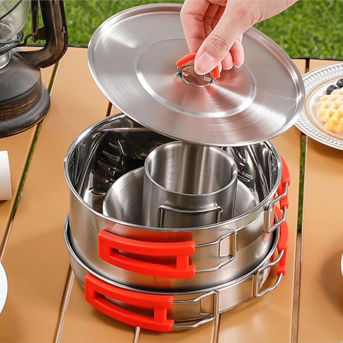 Camping Campfire Utensils, Outdoor Cooking Tableware Set Camping Utensils Wild Camp Equipment Picnic Supplies Backpacking Gear