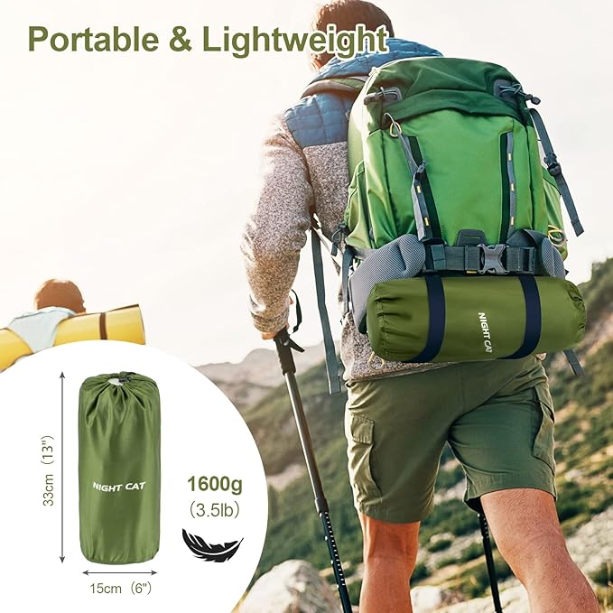 Night Cat Upgraded Backpacking Tent with Inflatable Double Sleeping Pad Double Sleeping Bag for 2 Persons Camping Combo Set