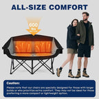 apollo walker Heated Double Camping Chair - Extra Wide Heavy Duty 600lbs Camping Couch with Adjustable Heating, Dual Cup Holder & Carry Bag, Loveseat Camping Chair for Outdoor, Lawn, Park