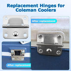 Cooler Stainless Steel Hinge for Coleman Camping Cooler 5235 5250 5286b 6262 6270, for Coleman Ice Chest Hinges, with Screws, 4-PCS