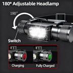 Rechargeable LED Headlamp - 1600 Lumens, USB-C, Utra Durable, Shockproof and Waterproof, Survives 3M Drops, Submersible and Impact-Resistant, Perfect for Camping, Heavy-Duty Work, and Adventure