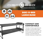Disc-O-Bed Large Outdoor Convertible 2 Person Bench and Double Camping Cot Portable Bed Bunk System for Adults, Black