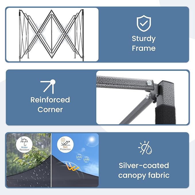 NEWBULIG 10x10 FT Pop Up Canopy Easy Up Tents for Camping Parties Events Beach Backyard Portable Outdoor Shelter Heavy Duty Instant Sun Shade with Sand Bags, Grey