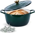 Enameled Cast Iron Dutch Oven with Lid – 5QT Heavy-Duty Pot, Oven Safe up to 500°F, Dual Handles, Ideal for Sourdough Bread Baking, Stews, Roasting, Braising – All Cooktops, Durable & Versatile Cookware (Green)