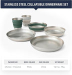 Sea to Summit Detour Stainless Steel Collapsible 2 Person Camp Dinnerware Set (2 Plates, 2 Bowls, 2 Mugs)