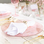 PARTY BARGAINS 13-Inch Charger Plates - 8 Pack, Hammered Pink, Heavy-Duty Disposable Chargers for Elegant Dining - Ideal for Weddings and Formal Events