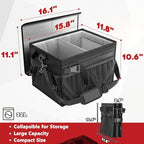 FANGSUN Black Grill Caddy, BBQ Organizer with Lid & Paper Towel Holder, Picnic Griddle Caddy for Outdoor Camping, Barbecue Accessories Organizer, 32L Capacity, Black